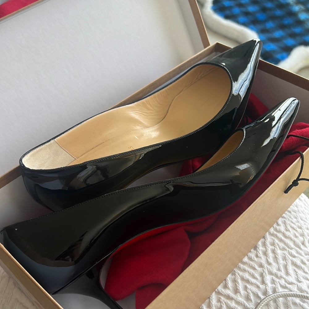 New Christian Loubuitin Kate 55 Patent Black size 42.